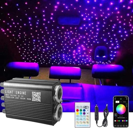 Twinkle Starlight Headliner Light,32W 1000pcs 13.1ft LED Star Ceiling Fiber Optic Light Kit APP/Remote Control for Car/Home/Party - Image 1