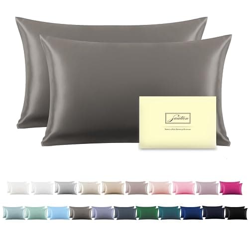 Silk Pillowcase for Hair and Skin,Soft,Breathable and Sliky 100% Standard Size Pillow Cases Set of 2,Both Sides Natural Mulberry Silk Pillowcases with Hidden Zipper(Standard Size 20"X 26",2pcs) - Image 1
