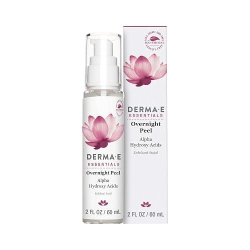 DERMA E Essentials Overnight Peel – Vegan, Gluten-Free Nourishing Facial Exfoliant with Alpha Hydroxy Acid and Lactic Acid, 2 fl oz - Image 1