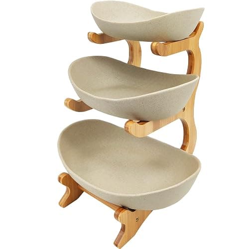 Mangoton 3 Tier Fruit Basket for Kitchen Counter,Ceramic Fruit Bowl,Large Fruit Bowls for Fruit and Vegetable Storage,Fruteros para Cocina,Pottery - Pottery - Image 1