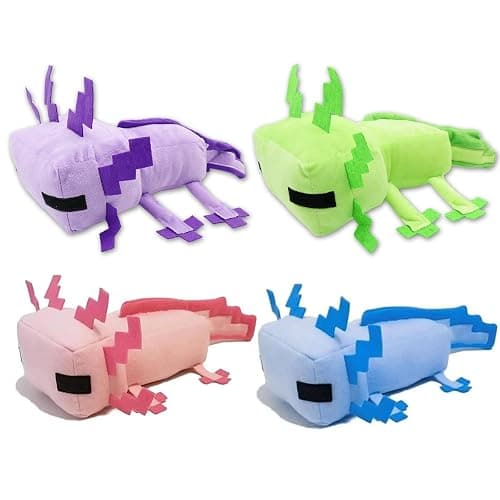 XSLWAN Blue Axolot Plush、Green Axolot Plush、 Pink Axolot Plush and Purple Axolot Plush Plush Stuffed Toy Soft Throw Pillow Kids Birthday Gift for Holidays, Birthdays(4PCS - Image 1