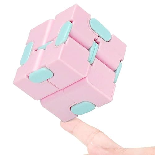 Infinitycube Fidget Toy Stress Relieving Fidgeting Game for Kids and Adults,Cute Pocket-Sized Unique Gadget for Anxiety Relief and Kill Time (Macaron Pink) - Image 1