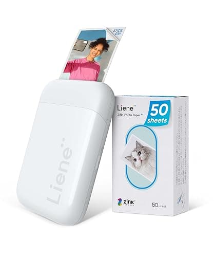 Liene Pearl K100 2x3” Photo Printer, Mini Instant Portable Color Picture Printer Bundle 50 Zink Adhesive Paper, Bluetooth 5.2 Compatible w/iOS & Android Small Phone Sticker for iPhone Smartphone White - Image 1