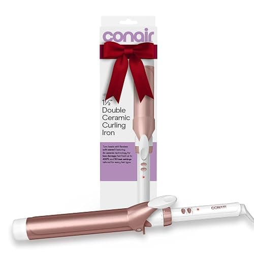 Conair Double Ceramic Curling Iron, 1 1/2" Extra-Long Barrel Hair Curling Iron, 30 Heat Settings, Turbo Heat, Auto Off, Cool Tip, Dual Voltage, Rose Gold - Image 1