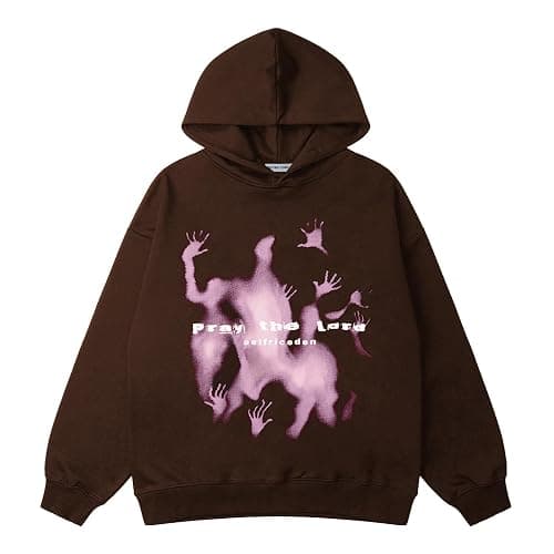 Aelfric Eden Graphic Hoodies Vintage Printed Hoodie Sweatshirt Casual Oversized Long Sleeve Streetwear Hooded Pullover - X-Small - Brown - Image 1