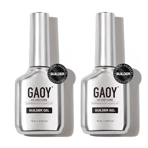 GAOY 2 Pcs 16ml Clear Builder Gel for Nails, Nail Strengthener in a Bottle, Nail Extension Hard Gel, Soak Off Long Lasting UV Light Cure, Base Coat Top Coat Needed - Image 1