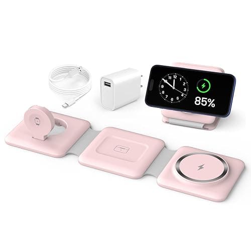 Charging Station for Apple Multiple Devices: 3 in 1 Foldable Magnetic Wireless Charger Stand - Travel Charging Dock Compatible with iPhone 16 15 14 13 12 Pro Max Plus Apple Watch AirPods - Image 1