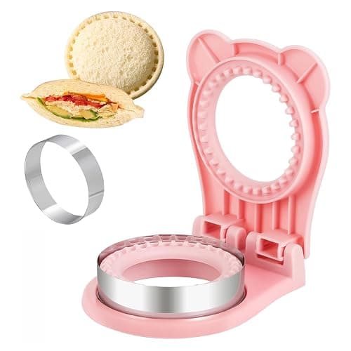 CHICHAUS Uncrustable Sandwich Maker,Sandwiches Pocket Circle Shape 3.7Inch Sandwich Cutter and Sealer,Sandwich Cutter for Kids Breakfast and lunchboxes (Pink) - Image 1