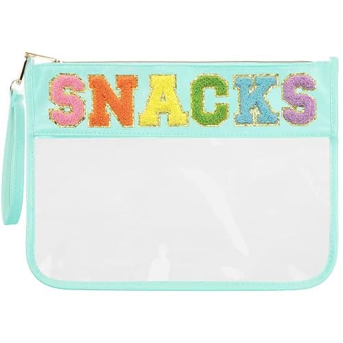 Burskit Chenille Letter Clear Zipper Pouch for Travel Preppy Patch Makeup Bag-Nylon Cosmetic Preppy Makeup Waterproof Organizer Bag Set for Women Valentines Bag (LS-SNACKS) - LS-SNACKS - Image 1