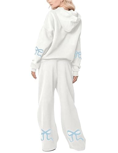 SHBECYDE Two Piece Outfits Bow Graphic Print Hoodie Sweatpants Set Oversized Sweatshirt and High Waist Sweatpants Tracksuit - Image 1