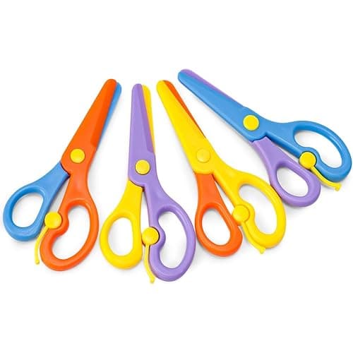LovesTown Toddler Scissors, 4PCS Adaptive Blunt Tip Training Safety Scissors for Kids, Child Hand-Eye Coordination Development, Early Preschool Development Tools, Stocking Stuffer DIY Craft Projects - Image 1