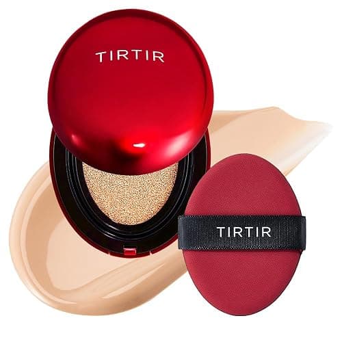 TIRTIR Mask Fit Red Cushion Foundation | Full coverage, Weightless, Skin fit, Satin Glow Finish, Korean Makeup BB Foundation, beauty, Tattoo cover up, Buildable (#21N Ivory, 0.63 Fl Oz) - Image 1