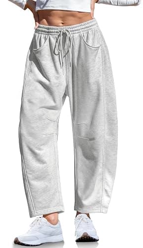 TARSE Women’s Barrel Sweatpants Loose Fit Lounge Pants Casual Wide Leg Pants Cotton Comfy Elastic Waist Joggers with Pockets - Image 1