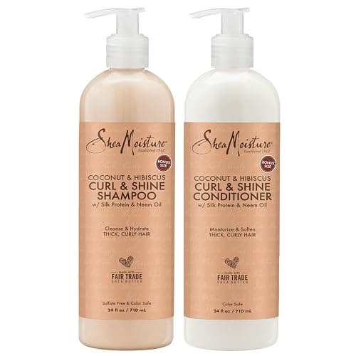 SheaMoisture Plus Size Shampoo and Conditioner Set, Coconut & Hibiscus Curl & Shine Hair Care, Frizz Control for Curly Hair with Vitamin E & Neem Oil, 24 Fl Oz - Image 1