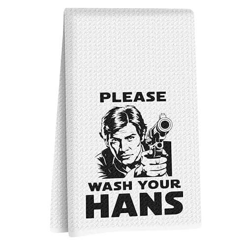 Please Wash Your Hans Kitchen Towels 14x24 Inch, S Wars Dish Towel | Waffle Weave Hand Cloth Tea Towel, Funny Kitchen Accessories, Geek Home Kitchen Bathroom Decor, Housewarming Gifts - Image 1