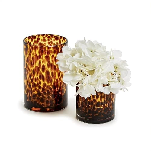 Two's Company Set of 2 Tortoise Candleholder Vase, Includes 2 Sizes, Tealight and Votive, Glass, 4 and 5 inches Height - Image 1