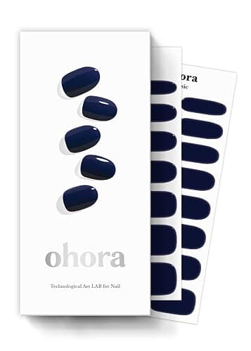 ohora Semi Cured Gel Nail Strips (N Royal Navy) - Blue, Solid, Works with Any UV/LED Lamps, Salon-Quality, Long Lasting, Easy to Apply & Remove - Includes 2 Prep Pads, Nail File & Wooden Stick - Image 1
