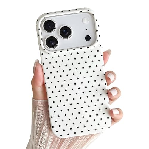 Yeddabox for iPhone 17 Pro Case Cute Polka Dot Phone Case Soft TPU Slim Shockproof Phone Cover for Women Girls, White - Image 1