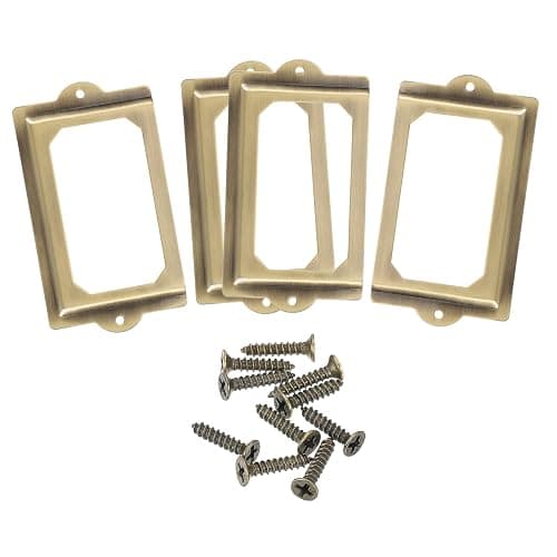 uxcell Metal Label Holders, 124x70mm 4pcs File Name Card Tag Label Holder Frame for Office Library Drawer Cabinet Shelves, Bright Bronze - Image 1