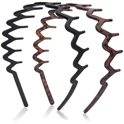 Dresyu Zig Zag Headbands for Women Men, Non-slip Plastic Wavy Headband with Teeth Comb Hairbands Classic 90s Hair Accessories 2pcs - Image 1