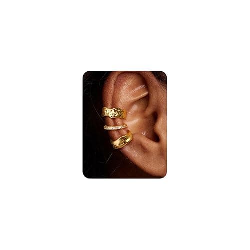 GEMQUEEN 9 Pcs 14K Gold/Silver Plated Ear Cuff Non Piercing Earrings for Women Men - Ear Cuffs Earring Non Pierced Ears Adjustable Clip On Trendy Fake Cartilage Conch Helix Jewelry Set with 5A CZ - Image 1
