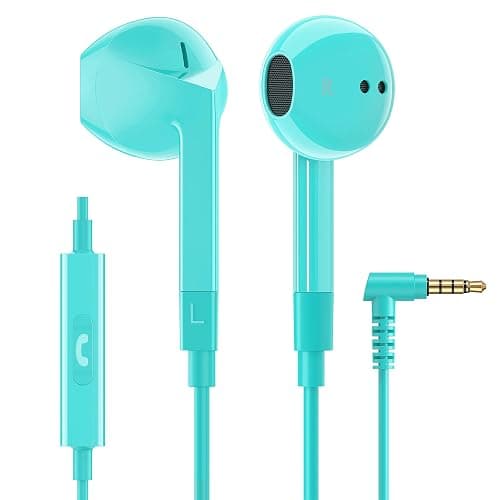 LUDOS FEROX Wired Earbuds in-Ear Headphones, 5 Year Warranty, Earphones with Microphone, Noise Isolation Corded for 3.5mm Jack Ear Buds for iPhone, Samsung, Laptop, Kids, School Students - Turquoise - Image 1