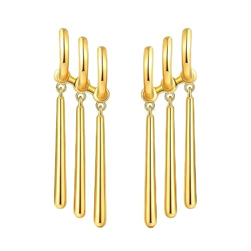 Zoro Earrings for Women Men One Piece Cosplay Figure Earrings Gold Chunky Dangle Earrings Just One Ear Piercing Triple Earrings Anime Lovers Costumes Jewelry Accessories - Image 1