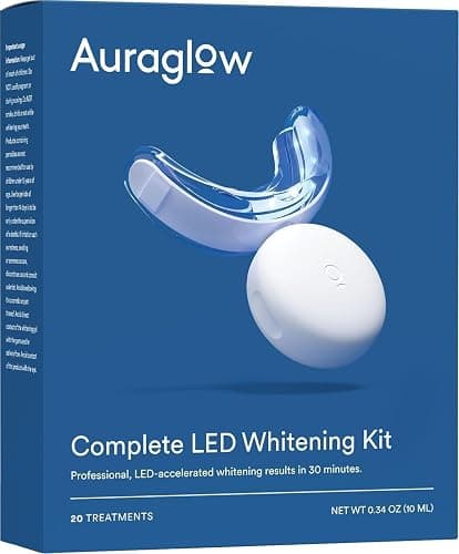 Auraglow Teeth Whitening Kit, LED Accelerator Light, 35% Carbamide Peroxide Teeth Whitening Gel, 20+ Whitening Treatments, Whitens up to 10 Shades in 7 Days - Mint - Image 1