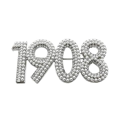 Fine ALPHA sorority society figure Metallic white Pearl brooch (white) - Image 1