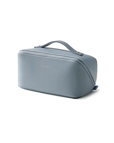 EACHY Travel Makeup Bag, Large Capacity Cosmetic Bag for Women, Waterproof PU Leather, Flat Open Portable Toiletry Bag for Skincare, Brushes & Travel Essentials - Image 1