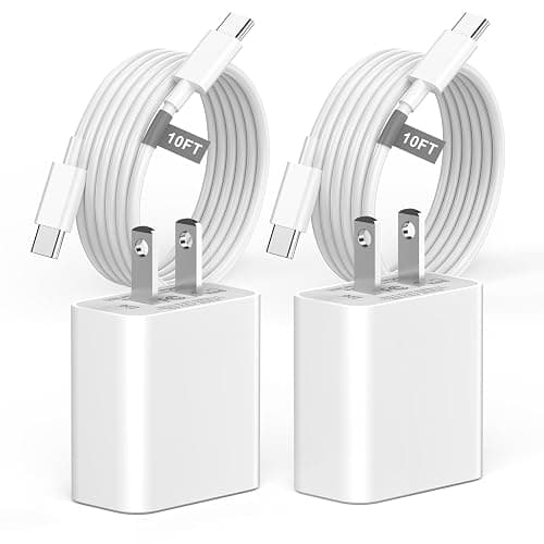 ROOM | Amazon | Matsusho iPhone 16 15 Charger Fast Charging 10 FT, 2 Pack 20W USB C Wall Charger with 10FT Long Type C Charger Fast Charging Cable for iPhone 16/16 Plus/16 Pro/16 Pro Max/15/15 Pro/15 Pro Max/15 Plus - White - 10FT C - Image 1