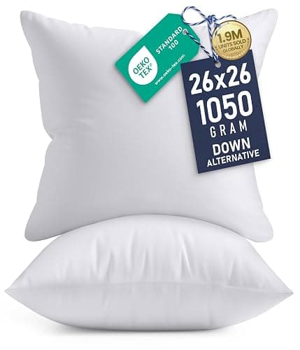 Utopia Bedding 26x26 Pillow Inserts, Set of 2, White – Indoor Decorative Throw Pillows for Bed, Sofa & Couch – Soft, Supportive & Fluffy Cushion Inserts - Image 1