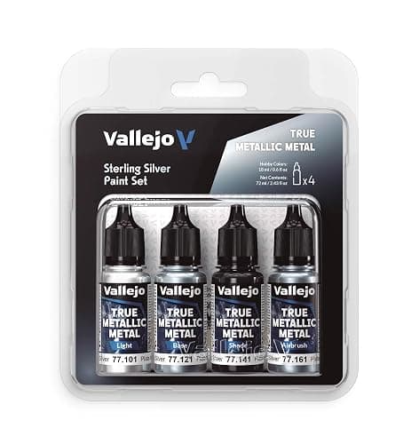 Vallejo - Sterling Silver Paint Set | True Metallic Metal TMM | Acrylic Colors for Painting Metal Effects on Fantasy, Historical, and Wargaming Miniatures | BSL System | 4 Bottles x 18 ml (0.60 fl.oz.) - Image 1
