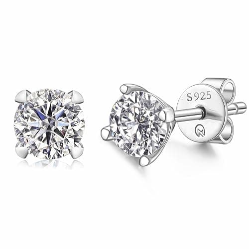 JNQZM 0.2-4 ct Moissanite Earrings, Rhodium Plated 925 Sterling Silver Lab Created Moissanite Diamond Stud Earrings Engagement Jewelry Birthday Gifts for Women Men - Image 1