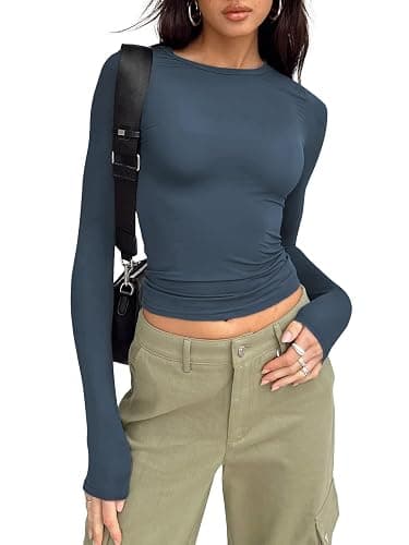 Kovbin Womens Tops Skims Dupe Summer Going Out Crop Top Basic Baby Tees Round Neck Short Sleeve Shirt Y2K - Image 1