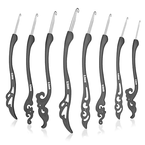 Katech Crochet Hooks 8 Pieces Different Sizes (2.5mm-6.0mm) Smooth Knitting Needles Ergonomic Handle Retro Fancy Crochet Needle Hand DIY Crafts Yarn Weaving Tools for Crochet Lovers - Image 1