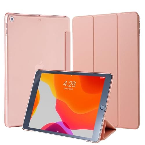 4UBonLife Coque pour iPad 10,2 Pouces 9ème/8ème/7ème Génération 2021/2020/2019, Housse Étui de Protection Léger Coque Arrière en PC Rigide Translucide Givré pour iPad 9/8/7, Or Rose - Image 1