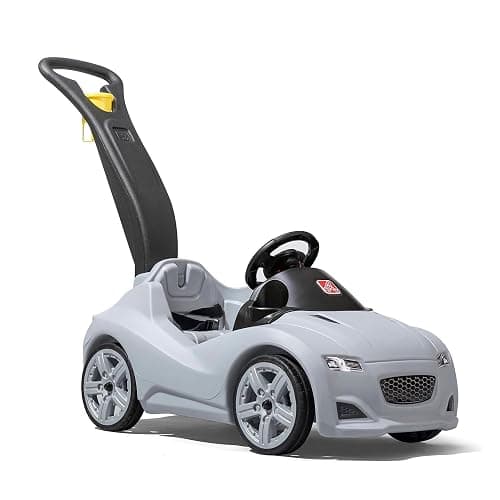 Step2 Whisper Ride Cruiser Kids Push Car, Ride On Toy, Stroller Substitute, Includes Seat Belt & Horn, Made of Durable Plastic, Max Weight 50 lbs., For Toddlers 1.5-4 Years Old, Gray - Image 1