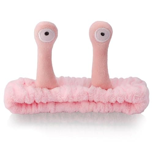 SuPoo Snail Face Wash Headband - Light Pink, Soft Microfiber Material, Funny Design, One Size Fits Most, Strong Water Absorbent, Multi-Function Use for Spa, Sports, Yoga, Makeup, Face-Washing, Shower - Image 1