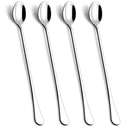 Lovingly Yours 9.5-Inch Long Spoon for Stirring, Ice Cream, Coffee, Cocktail, Stainless Steel Long Handle Iced Tea Spoons Set of 4 - Image 1
