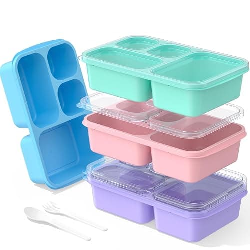 Enstphjoy Bento Lunch Box - 4 Pack, Snack Box Containers Meal Prep Container Microwave Safe, Lunch Box of 4-Compartment, Bento Box Adult Lunch Box, Dishwasher Safety (PP(B/P/G/P)) - Image 1