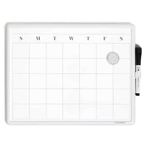 U Brands Magnetic Monthly Calendar Whiteboard, 14" x 11", Dry Erase Monthly Planner Board, Magnetic Calendar for Home, Office, Kitchen, Classroom, Includes Marker & Magnet - Image 1