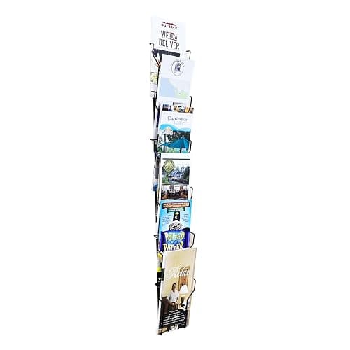 FixtureDisplays? Vertical Wall Mounting 6 Pockets 4 X 6" Greeting Card Post Card Rack 4.7 X 2.2 X 30.3" with Slight Pocket Overlap 11713 - Image 1