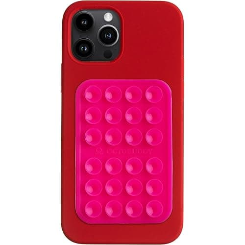 OCTOBUDDY || Silicone Suction Phone Case Adhesive Mount || Compatible with iPhone and Android, Anti-Slip Hands-Free Mobile Accessory Holder for Selfies and Videos (Hot Pink) - Image 1