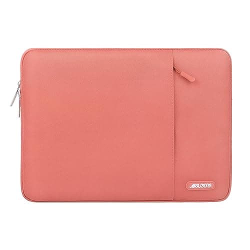 MOSISO Laptop Case 13.3 inch, 13-13.3 inch Laptop Sleeve Compatible with MacBook Air/Pro 13/Pro 14 M5 M4 M3 M2 M1, HP Dell ASUS Lenovo,Polyester Vertical Computer Sleeve Bag with Pocket, Coral - Image 1