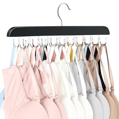 Bra Hanger for Closet, Tank Top Organizer 20 Hooks Capacity Foldable Wood Space Saving Hanger Closet Organizers and Storage for Dorm & Apartment for Tank Top, Hats, Scarf etc. - Image 1