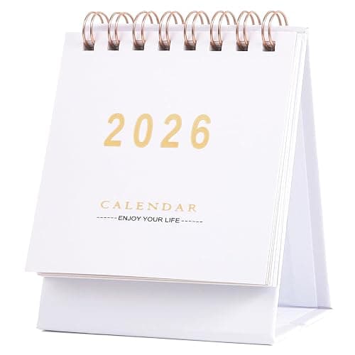 Mini Desk Calendar 2025-2026, Monthy Small Desktop Calendar Runs From July 2025 until Dec 2026, 250 GSM Thick Paper Twin-Wire Binding for Home or Office (White) - Image 1