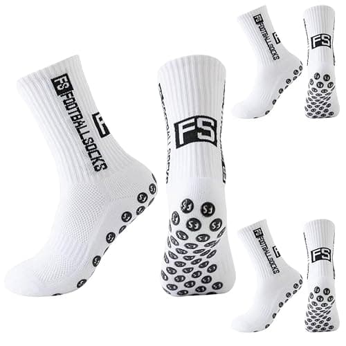 HABNI Chaussette Foot Enfant 3 Paires Antidérapantes Blanc Taille 33-39 Pour Football Basketball Rugby - Image 1