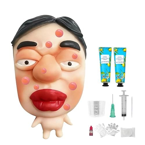 Pimple Popping Squishy Stress Relief Fidget Toy Reusable Silicone Pimple Popper Set Soft Sensory Squeeze Toy with Refill Kit Satisfying Burst Play for Desk Relaxation Large Size (PoutFace) - Image 1