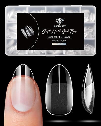 Modelones Short Almond Fake Nail Tips - 510Pcs Gel Tips Pre-shaped Half Matte Full Cover Clear Acrylic Gel Kit False Press on Nails for Extension DIY Salon 15Sizes - Image 1